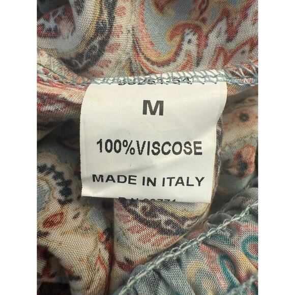 Belle France Paisley Palazzo Cropped Pants Size M Wide Leg Boho Made in Italy - Picture 6 of 7